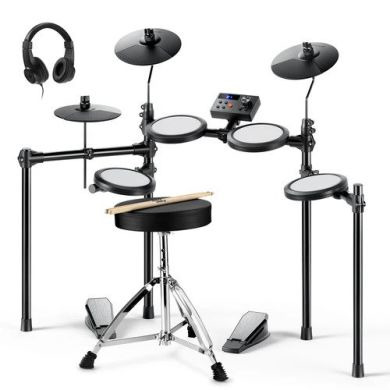 Donner Music DED-70 5 Drums 3 Cymbals with Drum Throne/ Sticks/ Headphone/ Audio Cable EC6700