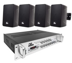 4all Audio SET 4xWALL 420 IP55 Black 1xPAMP-120-5Zi