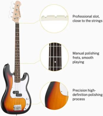 Donner Music DPB-510 Electric Bass Guitar Sunburst EC1227