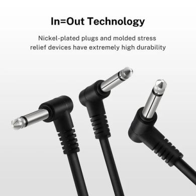 Donner Music Guitar Patch Cable Black 6-Pack 15cm EC1048