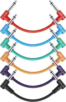Donner Music 6 Inch Guitar Patch Cable Colored cable 6-Pack EC2009