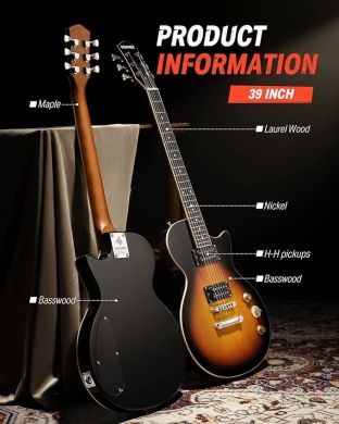 Donner Music DLP-124 Electric Guitar Sunburst EC1276