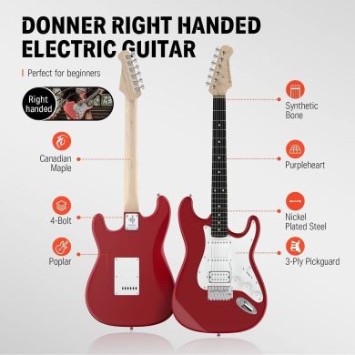 Donner Music DST-100 Sunburst Electric Guitar Kit Red EC1166