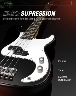 Donner Music DPB-510 Electric Bass Guitar Black EC1228