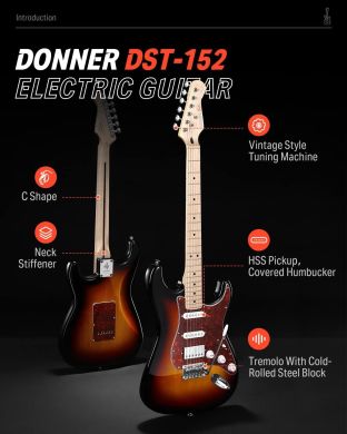 Donner Music DST-152 Electric Guitar Kit Sunburst EC1415
