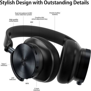 Бездротові повнорозмірні навушники з ANC  KZ Audio T10S Black 87612 фото